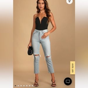 Brand new Babe Alert Black Notched Strapless Bodysuit